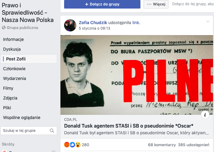 Donald Tusk nie jest agentem STASI i SB