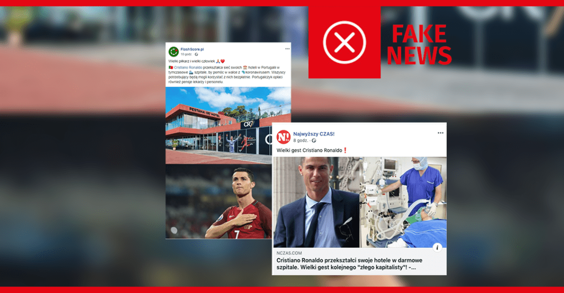 Nie, Cristiano Ronaldo nie przekształci swoich hoteli w szpitale
