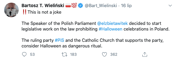 PiS nie planuje zdelegalizować Halloween