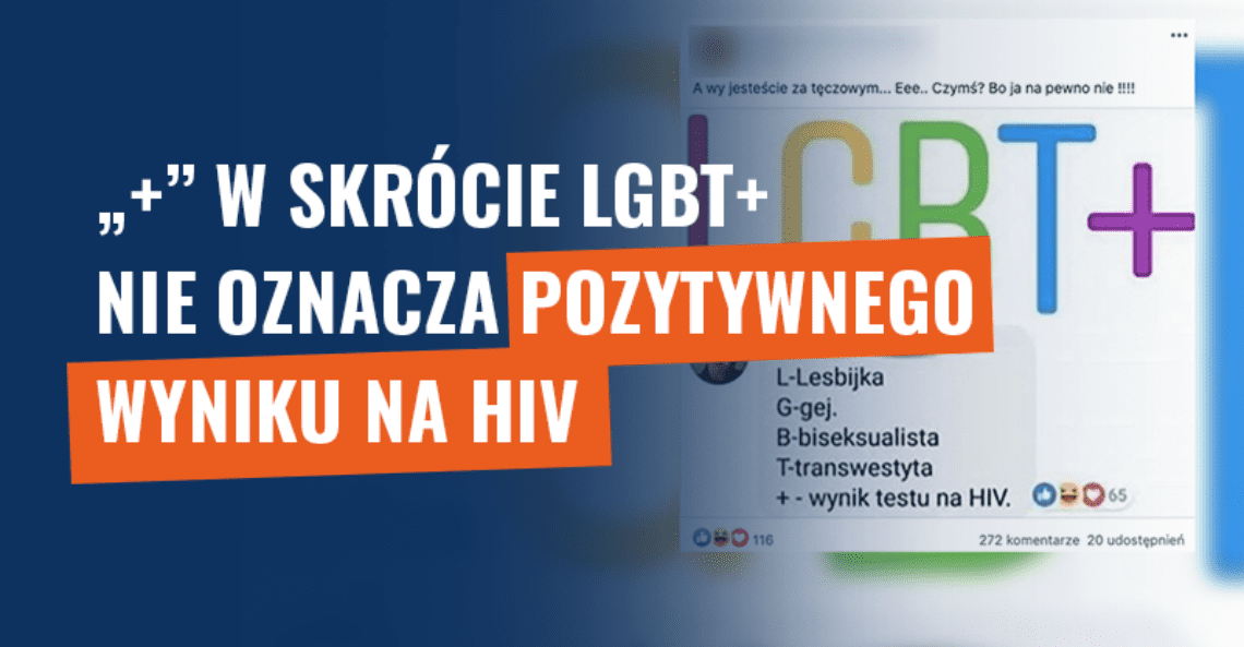 "+" w skrócie LGBT+ nie oznacza pozytywnego wyniku na HIV