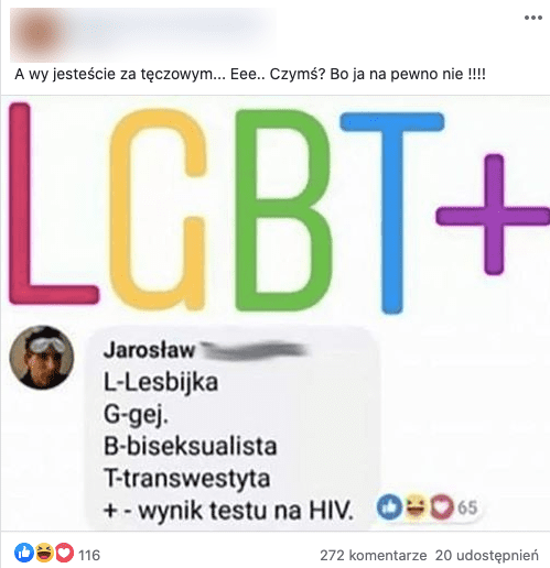 "+" w skrócie LGBT+ nie oznacza pozytywnego wyniku na HIV