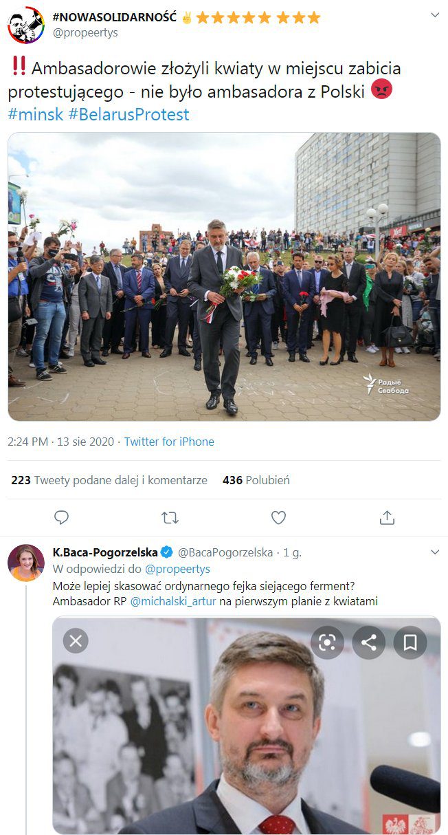 Polski ambasador złożył kwiaty w Mińsku