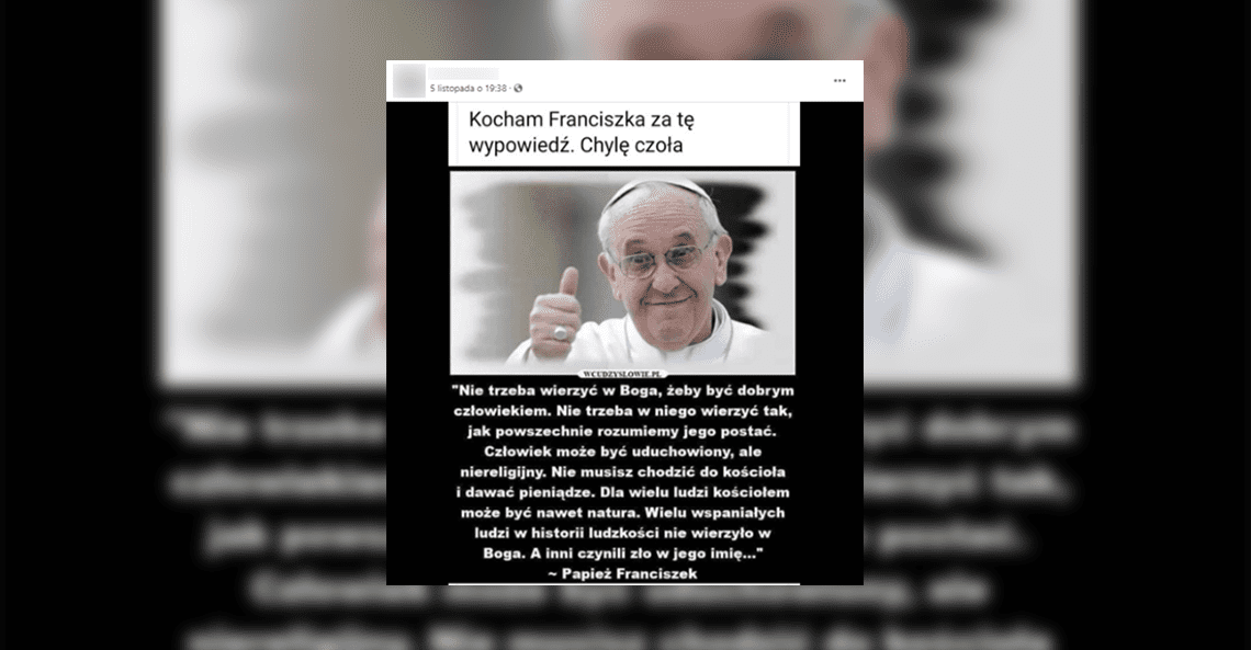 Przypisany papieżowi Franciszkowi cytat jest fałszywy