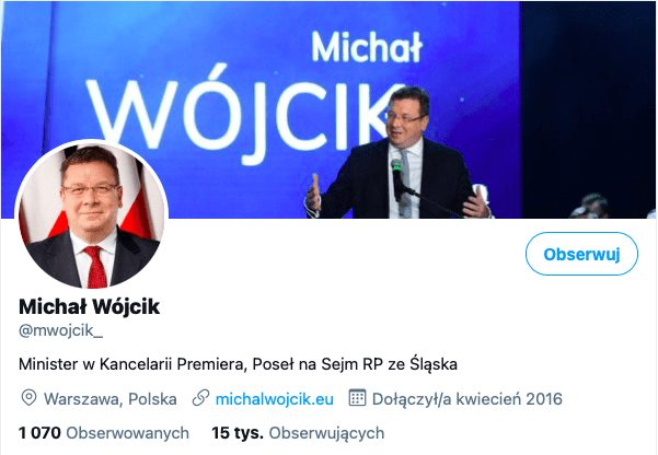 Profil Michała Wójcika na Twitterze