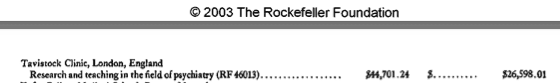 Fragment sprawozdania finansowego fundacji Rockefellera