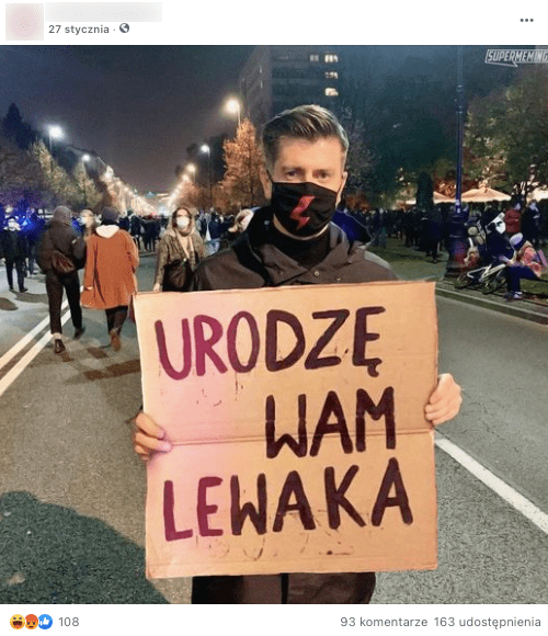 Krzysztof Śmiszek z transparentem &quot;urodzę wam lewaka&quot;? Fotomontaż!