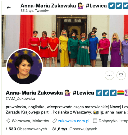 Prawdziwe konto Anny Marii-Żukowskiej na Twitterze