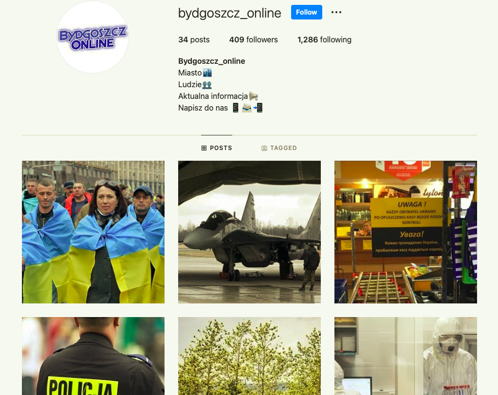 Profil na Instagramie Bydgoszcz_online