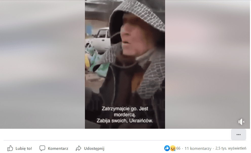 Film zamieszczony na Facebooku, w którym pojawiły się dwie starsze kobiety, negatywnie wypowiadając się na temat Ukrainy. Na nagranie zareagowało ponad 60 osób, a obejrzano je 2,5 tys. razy.