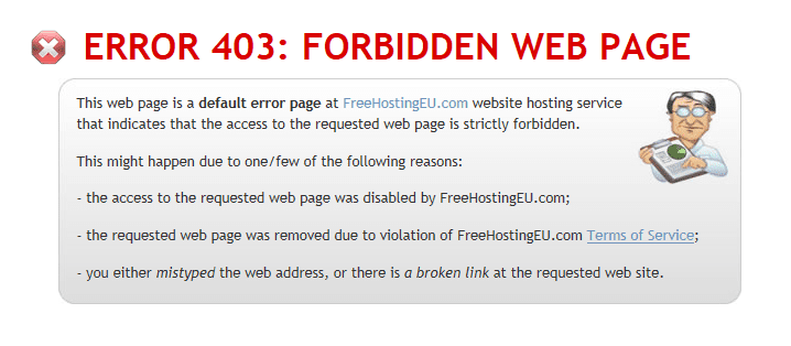 Belka z informacją o zakazanej stronie internetowej.