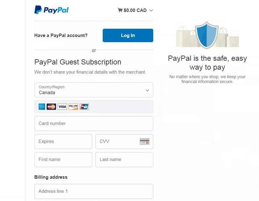 Zrzut ekranu ze strony oszustów. Widoczne jest miejsce do wpisania danych do zalogowania do serwisu PayPal.
