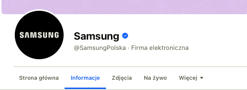 Zweryfikowany profil Samsunga na Facebooku