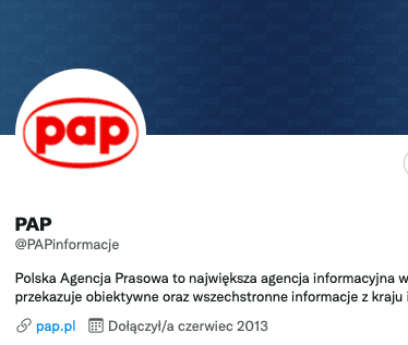 Oficjalny profil PAP na Twitterze