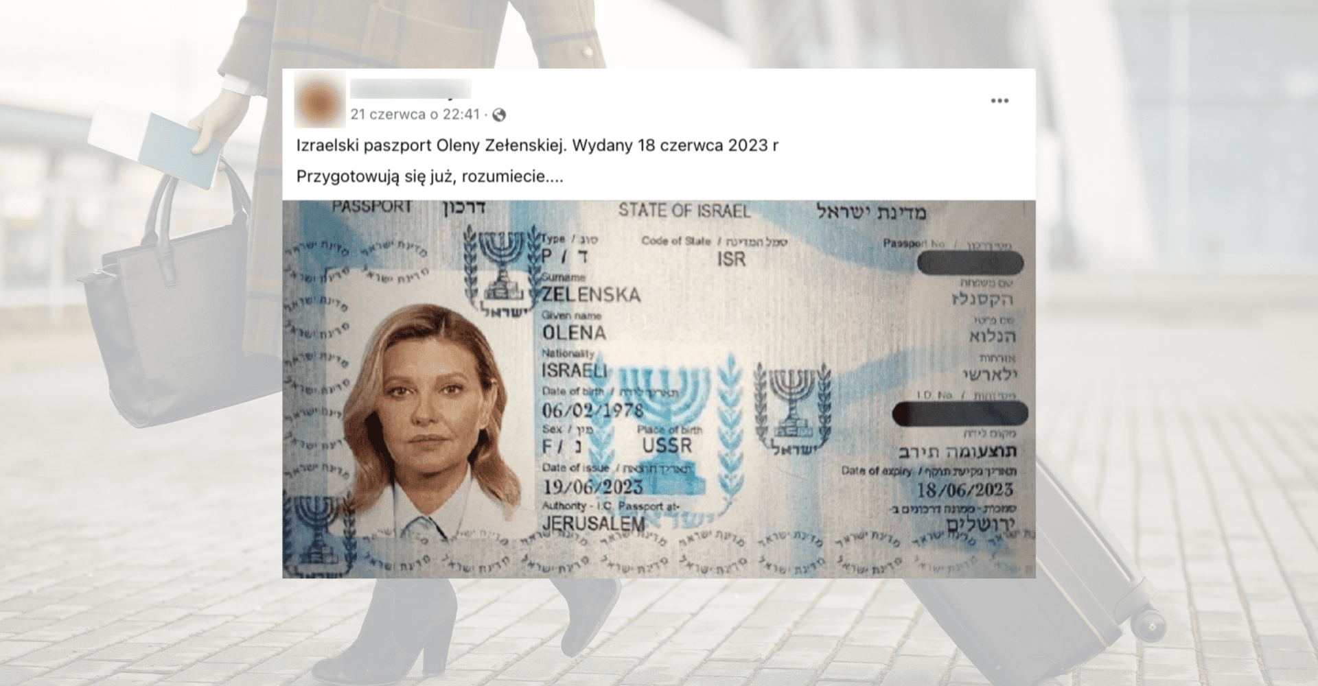Izraelski paszport Ołeny Zełenskiej? To podróbka