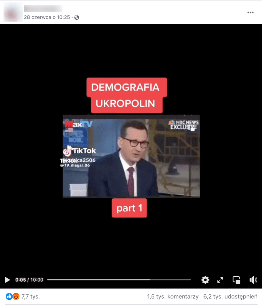 Zrzut ekranu z Facebooka. Na zdjęciu widzimy mężczyznę w garniturze. Jest nim premier Mateusz Morawiecki.