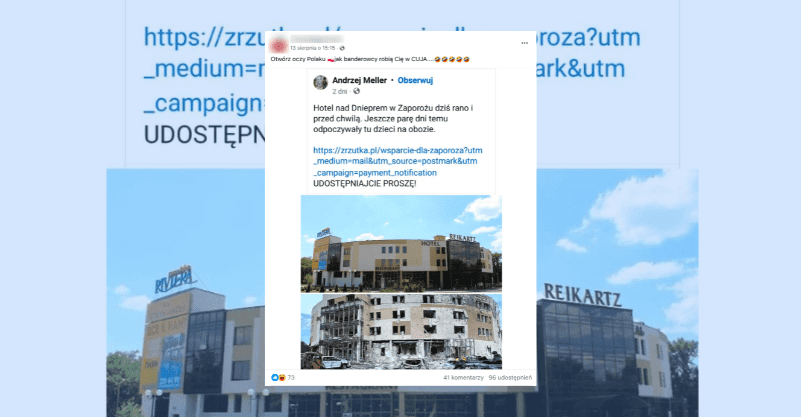 Ukraińcy kłamią? Hotel w Zaporożu naprawdę jest zniszczony