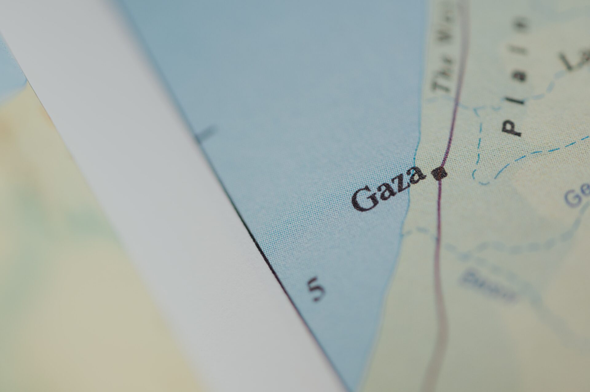 Fragment mapy przedstawiający położenie Strefy Gazy