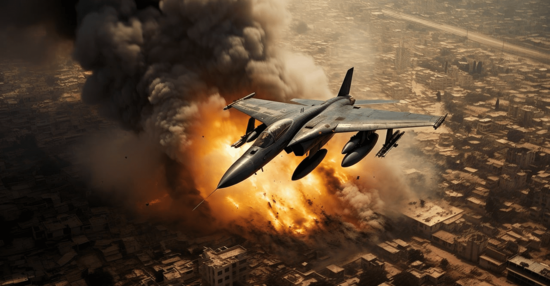 Samolot bombardujący miasto