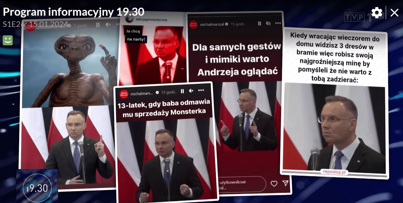 Na zdjęciach memy, które wykorzystują zdjęcia prezydenta Andrzeja Dudę