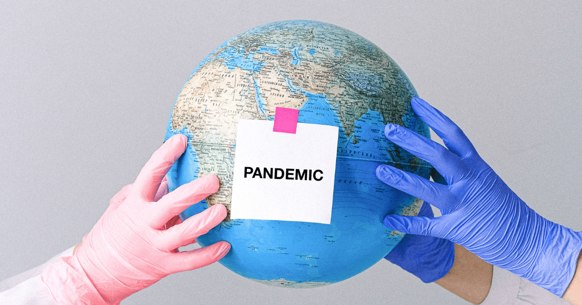 globus z napisem pandemia