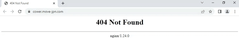 Zrzut ekranu ze strony oszustów. Widoczny jest napis: „404 Not Found”.