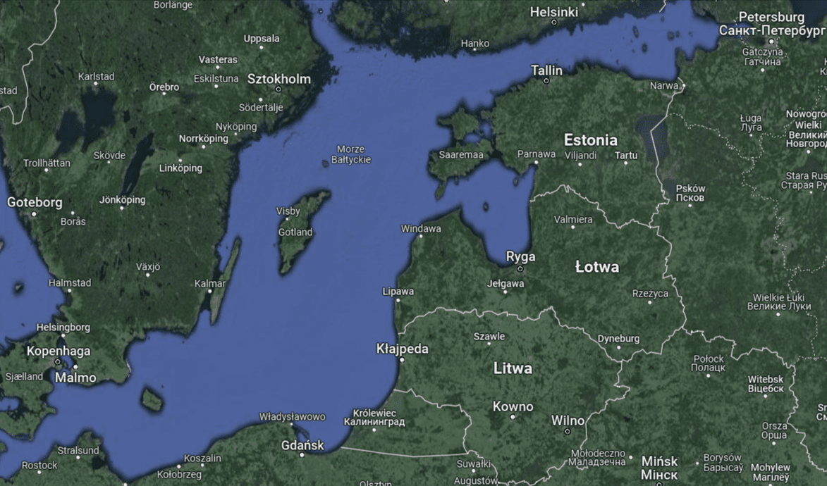 Morze Bałtyckie – widok satelitarny z aplikacji Google Maps.