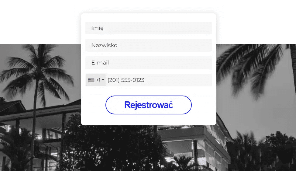 Zrzut ekranu ze strony oszustów. Widoczny jest formularz rejestracyjny.