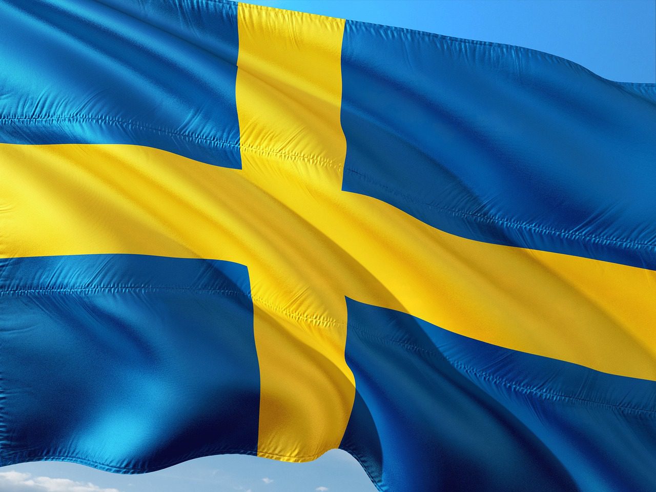 Flaga Szwecji na wietrze