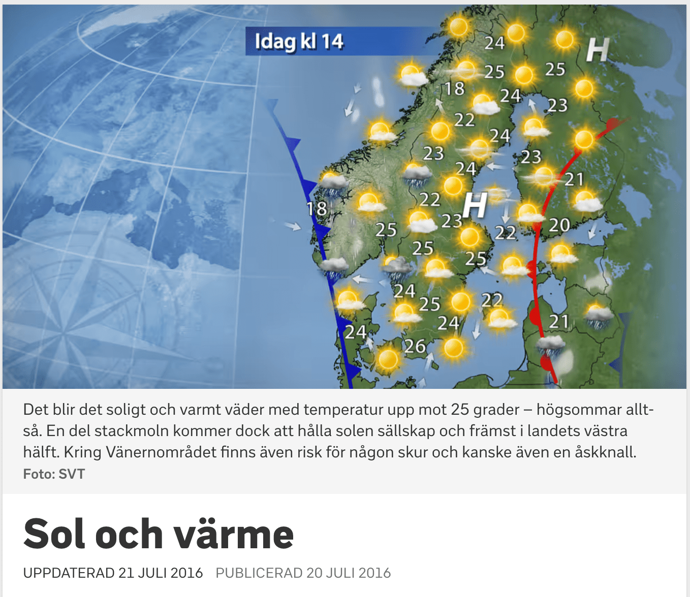 Zrzut ekranu ze strony szwedzkiej telewizji SVT, z której pochodzi mapa wykorzystana do szerzenia zmanipulowanych treści.