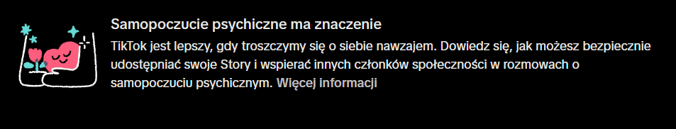 Zrzut ekranu z komunikatu wyświetlanego po wpisaniu w aplikacji frazy wyszukiwania „depresja”.