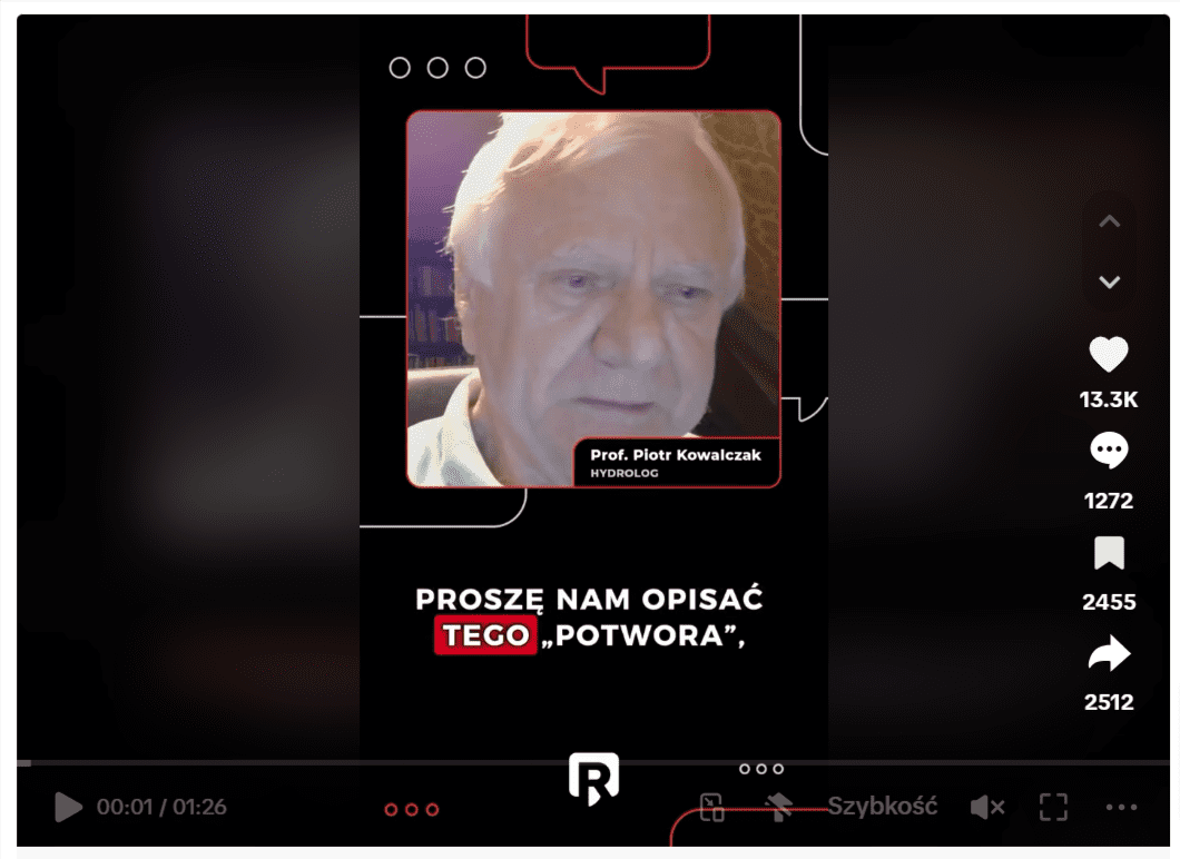  Film na Tiktoku z fragmentem rozmowy Bogdana Rymanowskiego z prof. Kowalczakiem 