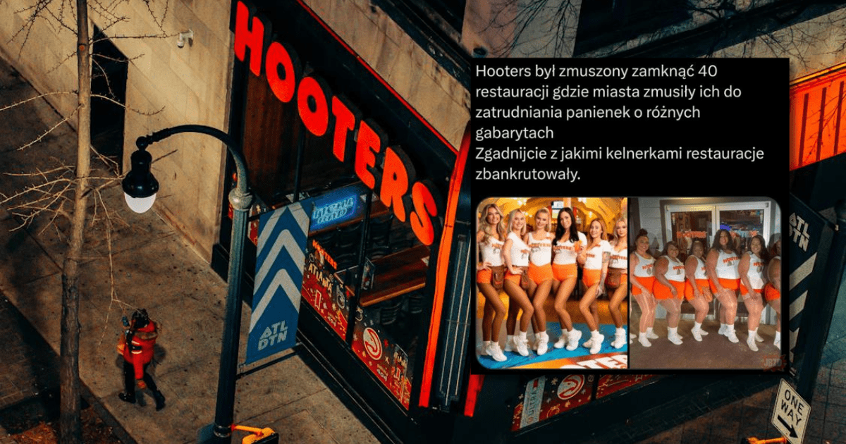 screen z Facebooka, w tle zdjęcie restauracji Hooters