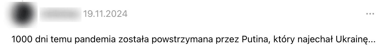 Zrzut ekranu z posta na Threads.