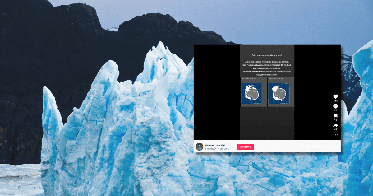 screen z TikToka, w tle lód