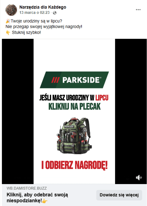 Screen postu konkursowego z Facebooka