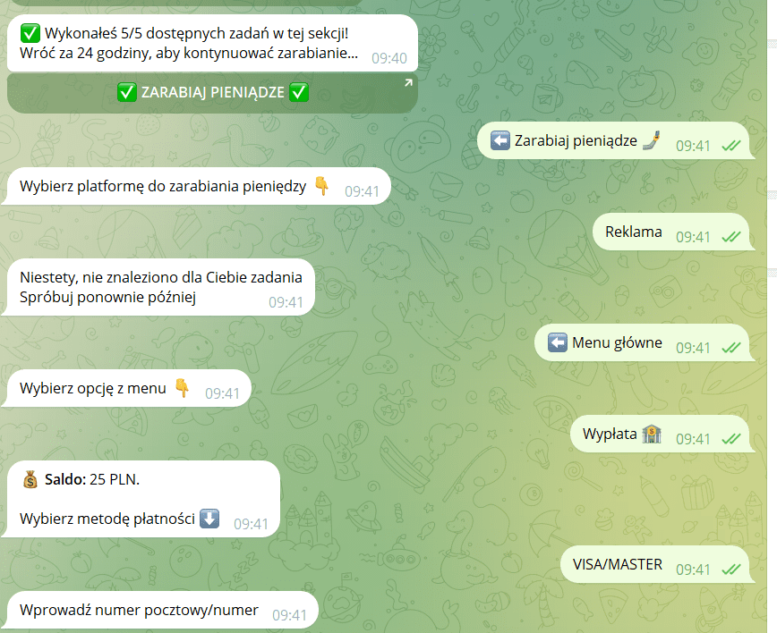 ALT: Zrzut ekranu z czatu na Telegramie.