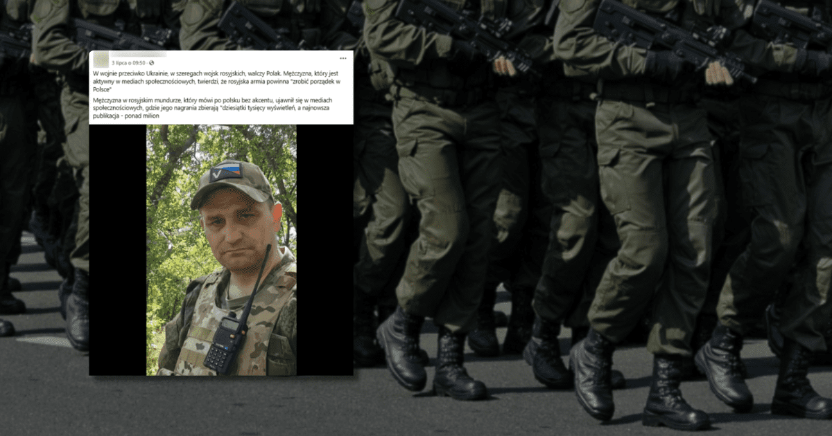 W tle są maszerujący żołnierze, screen z Facebooka