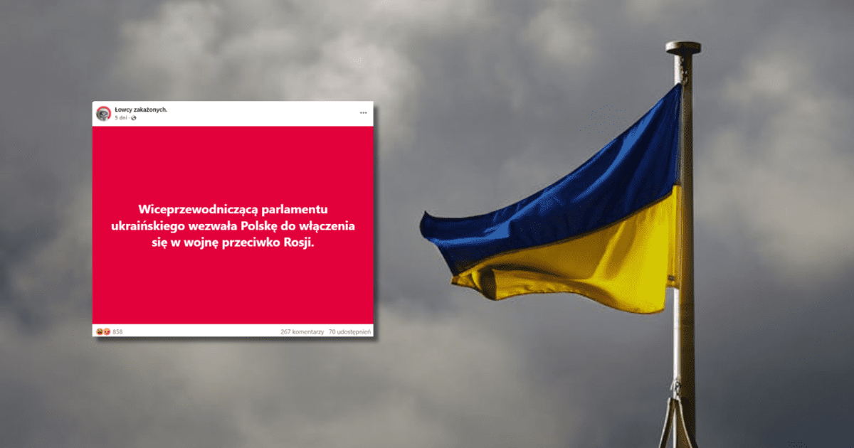 W tle flaga Ukrainy, zrzut ekranu z Facebooka