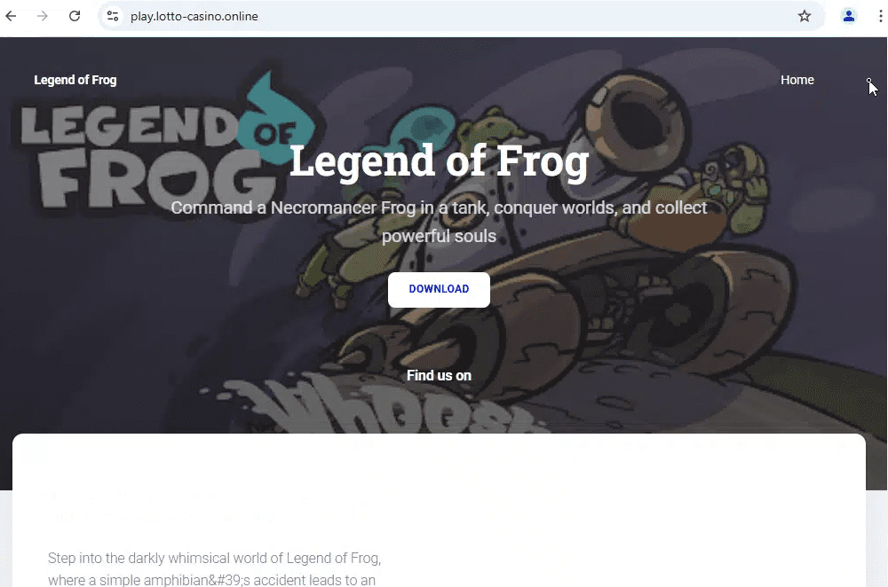 Zrzut ekranu z platformy Browserling, gdzie widnieje reklama gry internetowej Legend of Frog. / Źródło: Browserling.com, 01.07.2025