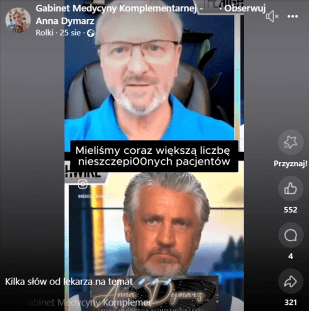 Zrzut ekranu z nagrania na Facebooku, w którym można zobaczyć rozmowę między Paulem Thomasem a prowadzącym program internetowy.