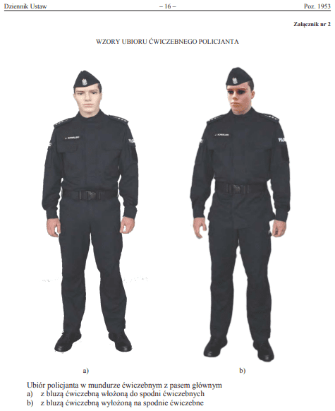 Wzory ubioru ćwiczebnego policjanta