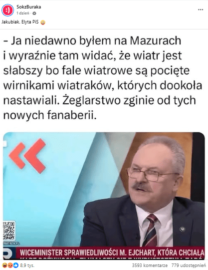 Ten sam wpis, który był na portalu X, przeklejony przez SokzBuraka