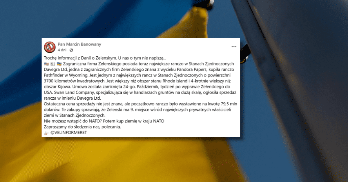 w tle flaga Ukrainy, zrzut ekranu z Facebooka
